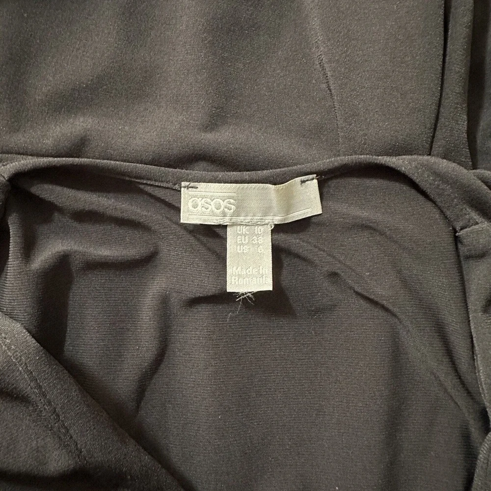 asos Designs Black Basic Plunge Stretchy long Skater‎ Dress size 6